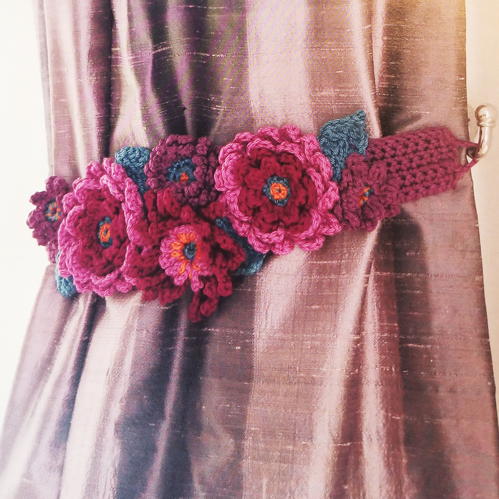 crochet curtain tieback