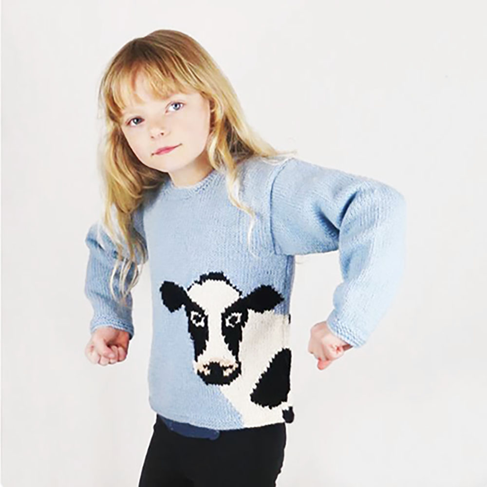cow motif sweater