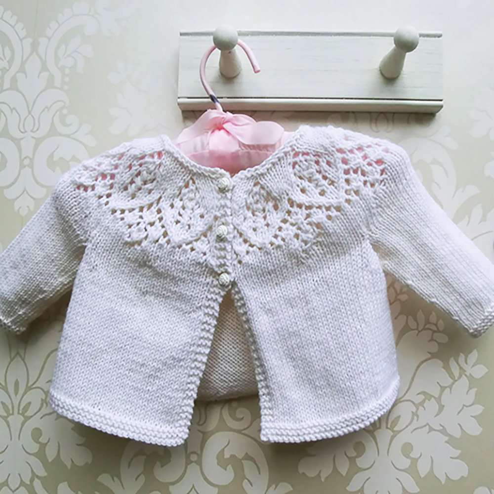 baby cardigan with lace yoke